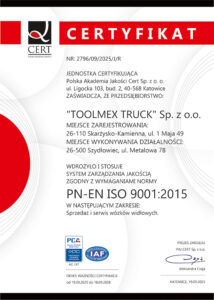 Toolmex Truck Certyfikat ISO9000