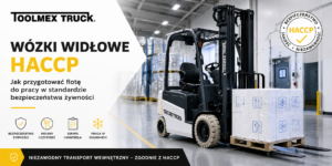 Elektryczny wózek widłowy HACCP w hali produkcyjnej
